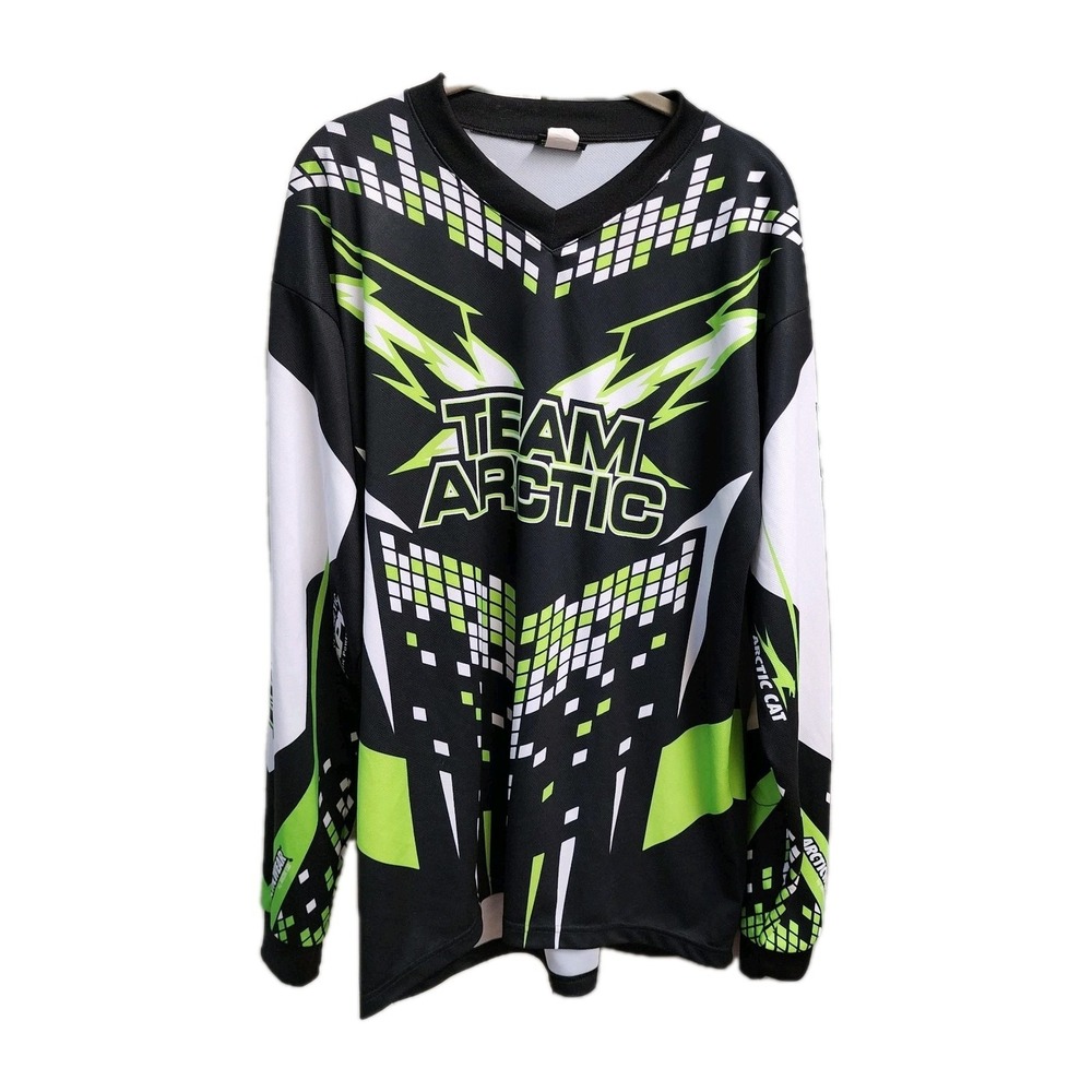 Team Arctic Cat Snowmobile Jersey Mens  M Green Black Neon Motorcross Graphic